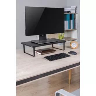 Stojalo za monitor, predal za tipkovnico, hitra montaža, črno, jeklo, iverna plošča, nosilnost 20 kg, Powerton, ergo Stojalo za monitor, predal za tipkovnico, hitra montaža, črno, jeklo, iverna plošča, nosilnost 20 kg, Powerton, ergo