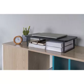 Stojalo za monitor, predal za tipkovnico, hitra montaža, črno, jeklo, iverna plošča, nosilnost 20 kg, Powerton, ergo Stojalo za monitor, predal za tipkovnico, hitra montaža, črno, jeklo, iverna plošča, nosilnost 20 kg, Powerton, ergo