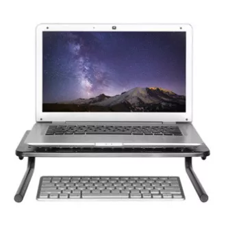 Stojalo za monitor, predal za tipkovnico, črno, jekleno-plastično, nosilnost 20 kg, Powerton, ergo Stojalo za monitor, predal za tipkovnico, črno, jekleno-plastično, nosilnost 20 kg, Powerton, ergo