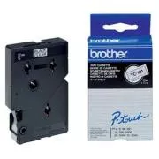 Brotherjev originalni trak za tiskanje etiket, Brother, TC-101, črn tisk/prepustna podlaga, laminiran, 7,7 m, 12 mm