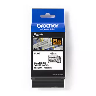Brotherjev originalni trak za tiskanje etiket, Brother, FLE-2511, črn tisk/bela podlaga, nelaminiran, 21 mm, 45 mm x 10,5 mm, 72 kosov
