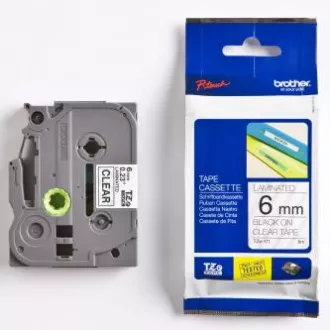 Brother originalen trak za tiskanje etiket, Brother, TZE-111, črn tisk/prepustna podlaga, laminiran, 8 m, 6 mm