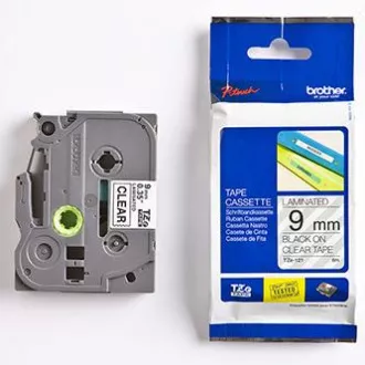 Brother originalen trak za tiskanje etiket, Brother, TZE-121, črn tisk/prepustna podlaga, laminiran, 8 m, 9 mm