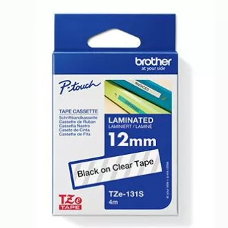 Brotherjev originalni trak za tiskanje etiket, Brother, TZE-131S, črn tisk/prepustna podlaga, laminiran, 4 m, 12 mm