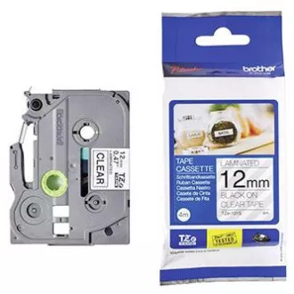 Brotherjev originalni trak za tiskanje etiket, Brother, TZE-131S, črn tisk/prepustna podlaga, laminiran, 4 m, 12 mm