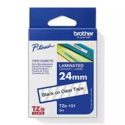 Brother originalen trak za tiskanje etiket, Brother, TZE-151, črn tisk/prepustna podlaga, laminiran, 8 m, 24 mm