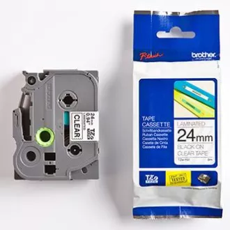 Brother originalen trak za tiskanje etiket, Brother, TZE-151, črn tisk/prepustna podlaga, laminiran, 8 m, 24 mm