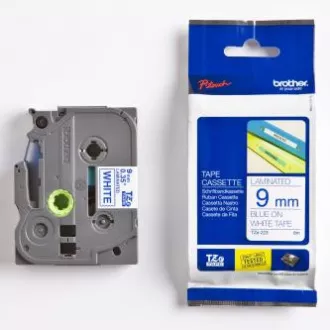 Brother originalen trak za tiskanje etiket, Brother, TZE-223, modri tisk/bela podlaga, laminiran, 8 m, 9 mm Brother originalen trak za tiskanje etiket, Brother, TZE-223, modri tisk/bela podlaga, laminiran, 8 m, 9 mm