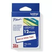 Brother originalen trak za tiskanje etiket, Brother, TZE-232, rdeč tisk/bela podlaga, laminiran, 8 m, 12 mm