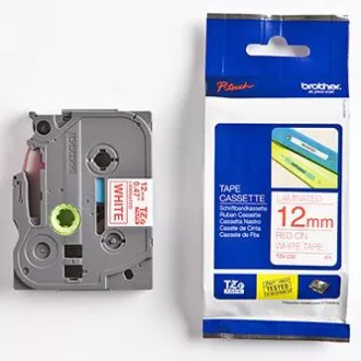Brother originalen trak za tiskanje etiket, Brother, TZE-232, rdeč tisk/bela podlaga, laminiran, 8 m, 12 mm