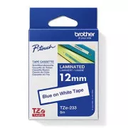Brother originalen trak za tiskanje etiket, Brother, TZE-233, modri tisk/bela podlaga, laminiran, 8 m, 12 mm