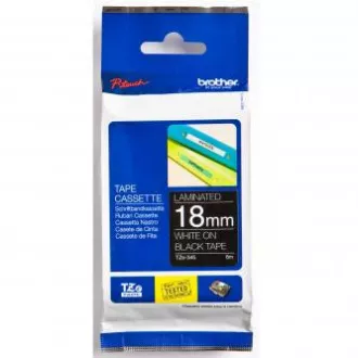 Brother originalen trak za tiskanje etiket, Brother, TZE-345, bel tisk/črna podlaga, laminiran, 8 m, 18 mm