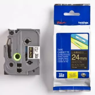 Brother originalen trak za tiskanje etiket, Brother, TZE-354, zlati tisk/črna podlaga, laminiran, 8 m, 24 mm