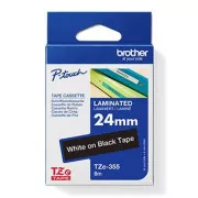 Brother originalen trak za tiskanje etiket, Brother, TZE-355, bel tisk/črna podlaga, laminiran, 8 m, 24 mm