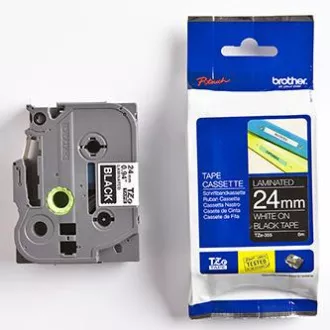 Brother originalen trak za tiskanje etiket, Brother, TZE-355, bel tisk/črna podlaga, laminiran, 8 m, 24 mm