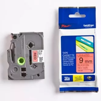 Brother originalen trak za tiskanje etiket, Brother, TZE-421, črn tisk/rdeča podlaga, laminiran, 8 m, 9 mm