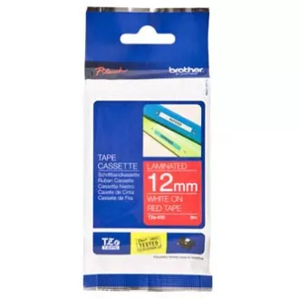 Brother originalen trak za tiskanje etiket, Brother, TZE-435, bel tisk/rdeča podlaga, laminiran, 8 m, 12 mm