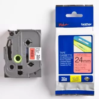 Brother originalen trak za tiskanje etiket, Brother, TZE-451, črn tisk/rdeča podlaga, laminiran, 8 m, 24 mm