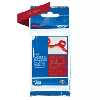 Brother originalen trak za tiskanje etiket, Brother, TZE-RW54, zlati tisk / vinsko rdeča podlaga, tekstil, 4 m, 24 mm
