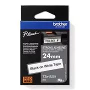 Brotherjev originalni trak za tiskanje etiket, Brother, TZE-S251, črn tisk/bela podlaga, laminiran, 8 m, 24 mm, izjemno lepljiv