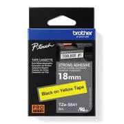 Brotherjev originalni trak za tiskanje etiket, Brother, TZE-S641, črn tisk/rumena podlaga, laminiran, 8 m, 18 mm, izjemno lepljiv