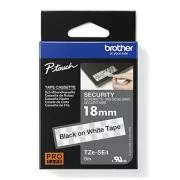 Brother originalni trak za tiskanje etiket, Brother, TZE-SE4, črn tisk/bela podlaga, laminiran, 8 m, 18 mm, zatesnitev