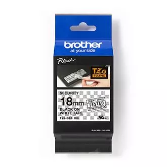 Brother originalni trak za tiskanje etiket, Brother, TZE-SE4, črn tisk/bela podlaga, laminiran, 8 m, 18 mm, zatesnitev