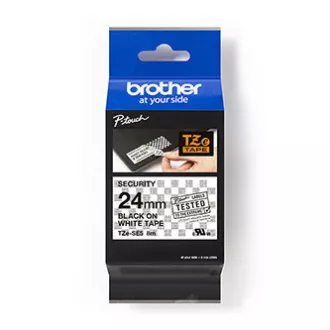 Brother originalen trak za tiskanje etiket, Brother, TZE-SE5, črn tisk/bela podlaga, laminiran, 8 m, 24 mm, tesnjenje
