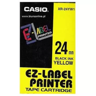 Originalni trak za tiskanje etiket Casio, Casio, XR-24YW1, črn tisk/rumena podlaga, nelaminiran, 8 m, 24 mm