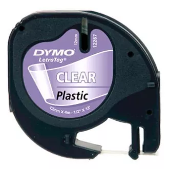 Originalni trak za tiskanje etiket Dymo, Dymo, 12267, S0721530, črn tisk/prezorna podlaga, 4 m, 12 mm, plastični trak LetraTag