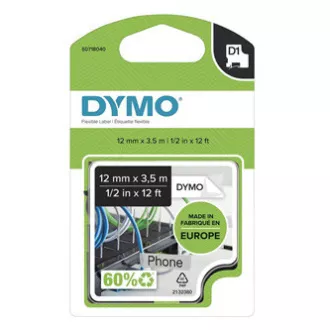 Originalni trak za tiskanje etiket Dymo, Dymo, 16957, S0718040, črn tisk/bela podlaga, 3,5 m, 12 mm, D1 special - prilagodljiv