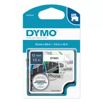 Originalni trak za tiskanje etiket Dymo, Dymo, 16957, S0718040, črn tisk/bela podlaga, 3,5 m, 12 mm, D1 special - prilagodljiv