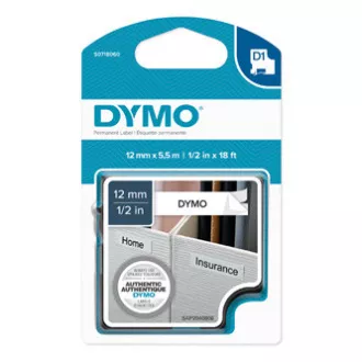 Originalni trak za tiskanje etiket Dymo, Dymo, 16959, S0718060, črn tisk/bela podlaga, 5,5 m, 12 mm, D1, poseben - trajen