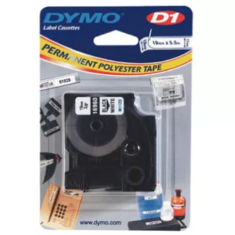 Originalni trak za tiskanje etiket Dymo, Dymo, 16960, S0718070, črn tisk/bela podlaga, 5,5 m, 19 mm, D1, poseben - trajen