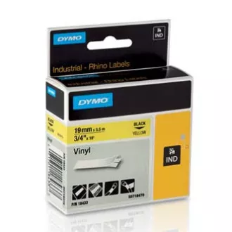 Dymo originalni trak za tiskanje etiket, Dymo, 18433, S0718470, črn tisk/rumena podlaga, 5,5 m, 19 mm, RHINO vinil profi D1