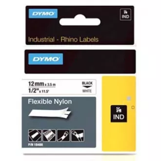 Originalni trak za tiskanje etiket Dymo, Dymo, 18488, črn tisk/bela podlaga, 3,5 m, 12 mm, RHINO najlonski fleksibilni