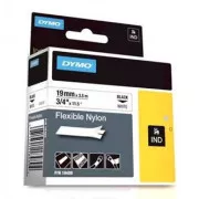 Originalni trak za tiskanje etiket Dymo, Dymo, 18489, črn tisk/bela podlaga, 3,5 m, 19 mm, RHINO najlonski fleksibilni