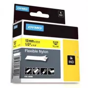 Originalni trak za tiskanje etiket Dymo, Dymo, 18490, črn tisk/rumena podlaga, 3,5 m, 12 mm, prožen najlon RHINO