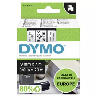 Originalni trak za tiskanje etiket Dymo, Dymo, 40913, S0720680, črn tisk/bela podlaga, 7 m, 9 mm, D1