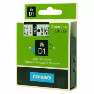 Originalni trak za tiskanje etiket Dymo, Dymo, 40913, S0720680, črn tisk/bela podlaga, 7 m, 9 mm, D1