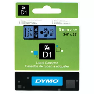 Originalni trak za tiskanje etiket Dymo, Dymo, 40916, S0720710, črn tisk/modra podlaga, 7 m, 9 mm, D1 Originalni trak za tiskanje etiket Dymo, Dymo, 40916, S0720710, črn tisk/modra podlaga, 7 m, 9 mm, D1