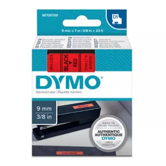Originalni trak za tiskanje etiket Dymo, Dymo, 40917, S0720720, črn tisk/rdeča podlaga, 7 m, 9 mm, D1 Originalni trak za tiskanje etiket Dymo, Dymo, 40917, S0720720, črn tisk/rdeča podlaga, 7 m, 9 mm, D1