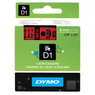 Originalni trak za tiskanje etiket Dymo, Dymo, 40917, S0720720, črn tisk/rdeča podlaga, 7 m, 9 mm, D1 Originalni trak za tiskanje etiket Dymo, Dymo, 40917, S0720720, črn tisk/rdeča podlaga, 7 m, 9 mm, D1