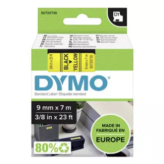Originalni trak za tiskanje etiket Dymo, Dymo, 40918, S0720730, črn tisk/rumena podlaga, 7 m, 9 mm, D1