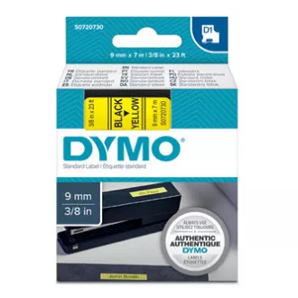 Originalni trak za tiskanje etiket Dymo, Dymo, 40918, S0720730, črn tisk/rumena podlaga, 7 m, 9 mm, D1