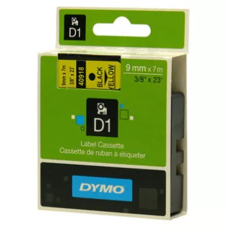 Originalni trak za tiskanje etiket Dymo, Dymo, 40918, S0720730, črn tisk/rumena podlaga, 7 m, 9 mm, D1