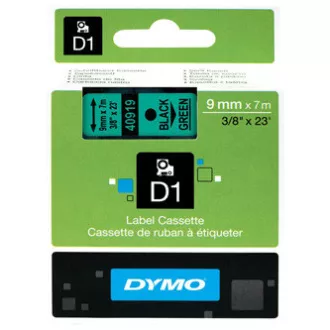 Originalni trak za tiskanje etiket Dymo, Dymo, 40919, S0720740, črn tisk/zelena podlaga, 7 m, 9 mm, D1
