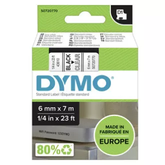Originalni trak za tiskanje etiket Dymo, Dymo, 43610, S0720770, črn tisk/prezorna podlaga, 7 m, 6 mm, D1 Originalni trak za tiskanje etiket Dymo, Dymo, 43610, S0720770, črn tisk/prezorna podlaga, 7 m, 6 mm, D1