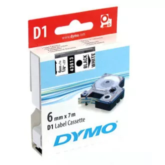 Originalni trak za tiskanje etiket Dymo, Dymo, 43613, S0720780, črn tisk/bela podlaga, 7 m, 6 mm, D1