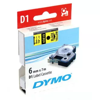 Originalni trak za tiskanje etiket Dymo, Dymo, 43618, S0720790, črn tisk/rumena podlaga, 7 m, 6 mm, D1